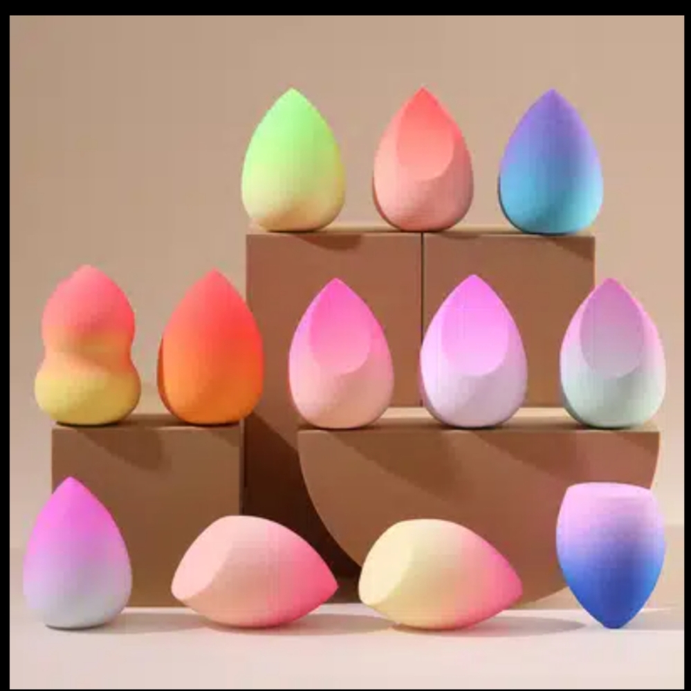 12 pc Makeup Cosmetic Sponges in Multicolor and Different Shapes